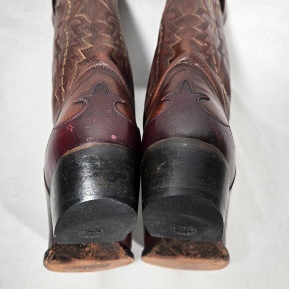 Vintage 1977 DAN POST Brown Leather Vegas Cut COWBOY Wingtip Boots Men Size 11D. - Picture 10 of 17